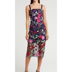 sam edelman strapless floral embroidered midi dress Sam Edelman Embroidered Sequin Strapless Dress